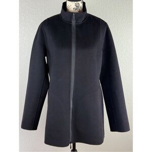 Kinross Cashmere Black Wool/Cashmere Blend Sweater Zip Up Jacket Large